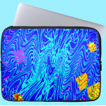 Housse Pour Ordinateur Portable Peinture d'art Abstrait bleu moderne<br><div class="desc">Ce design présente un arrière - plan bleu foncé avec des tourbillons bleu clair et des pièces jaunes</div>