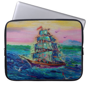 Housse Pour Ordinateur Portable Peinture d'art Huile couleur barque chance thailan