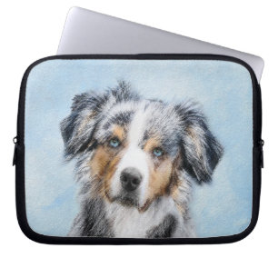 Housse Pour Ordinateur Portable Peinture de berger américaine miniature - Chien Ar