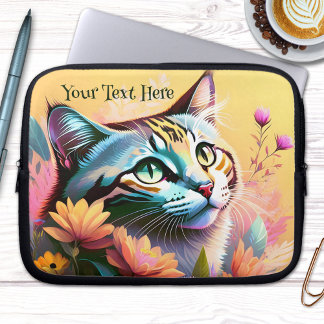 Housse Pour Ordinateur Portable Peinture de chats colorée Peinture de l'ordinateur