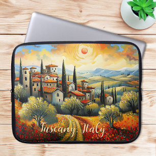 Housse Pour Ordinateur Portable Peinture de Toscane en automne   Italie   Art du v