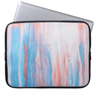 Housse Pour Ordinateur Portable Peinture en toile rose et bleue