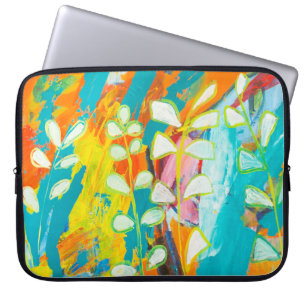 Housse Pour Ordinateur Portable Peinture florale multicolore Abstraite dos