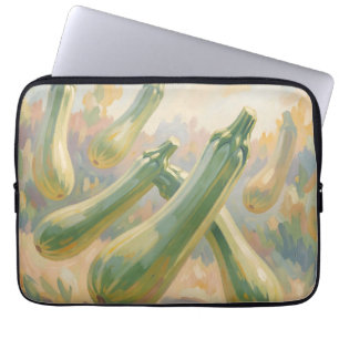 Housse Pour Ordinateur Portable Peinture impressionniste de courgettes vertes fraî