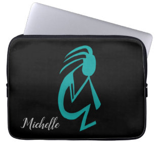 Housse Pour Ordinateur Portable Peinture magnifique de Kokopelli couleur turquoise