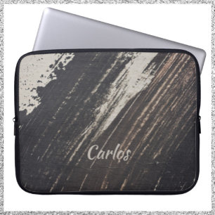 Housse Pour Ordinateur Portable Peinture Masculine et moderne noir et beige