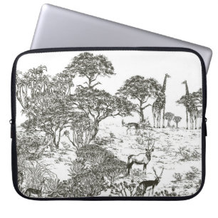 Housse Pour Ordinateur Portable Peinture murale Safari Vue panoramique, African La