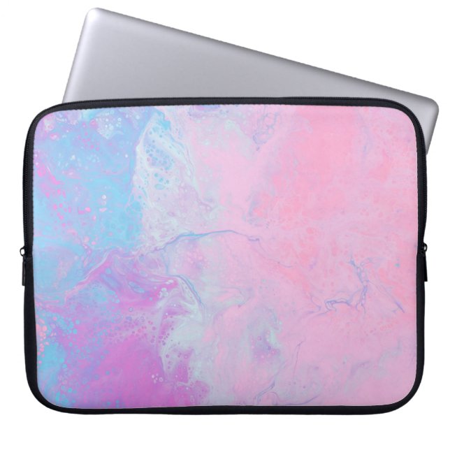 HOUSSE POUR ORDINATEUR PORTABLE PEINTURE PASTEL ET BLEU (Devant)