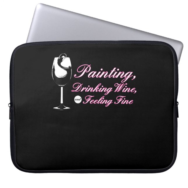 Housse Pour Ordinateur Portable Peinture | Peinture Vin Boisson Sentiment fin (Devant)