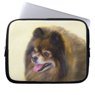 Housse Pour Ordinateur Portable Peinture Poméranienne Noir et Tan Art Chien origin