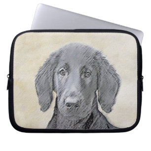 Housse Pour Ordinateur Portable Peinture Retriever à revêtement plat - Art Chien o