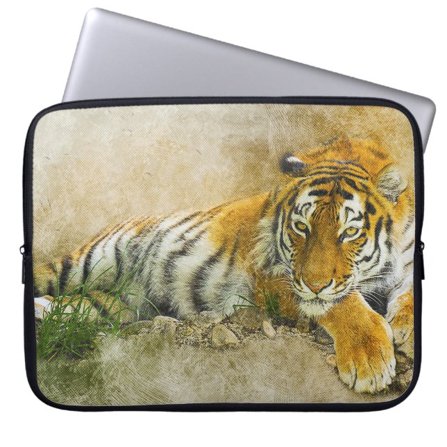 Housse Pour Ordinateur Portable Peinture sur tigre (Devant)