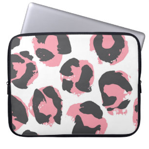 Housse Pour Ordinateur Portable Pelure de léopard : Texture rose noire