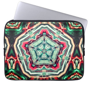 Housse Pour Ordinateur Portable Pentagone over star, worn aged red and dark green