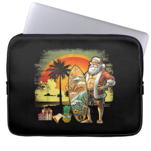 Housse Pour Ordinateur Portable Père Noël de surf d'été tropical 6 Pack Christm