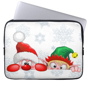 Housse Pour Ordinateur Portable Père Noël et Elf Cute et drôle Caractères Pékin
