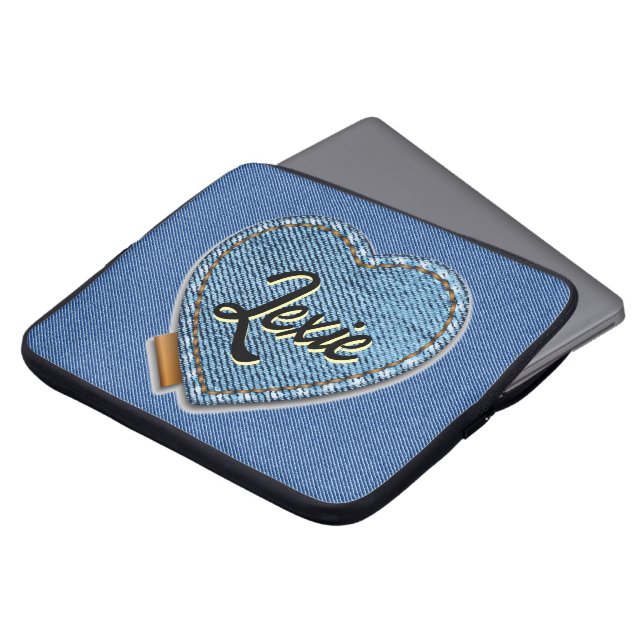 Housse Pour Ordinateur Portable Personalized Blue Denim Heart (Devant haut)