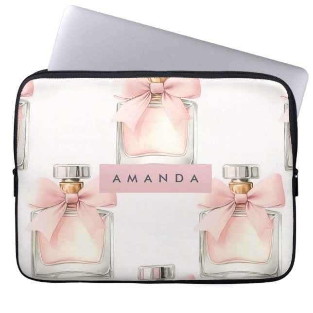 Housse Pour Ordinateur Portable Personalized Blush Perfume Bottle Coquette Pattern (Devant)