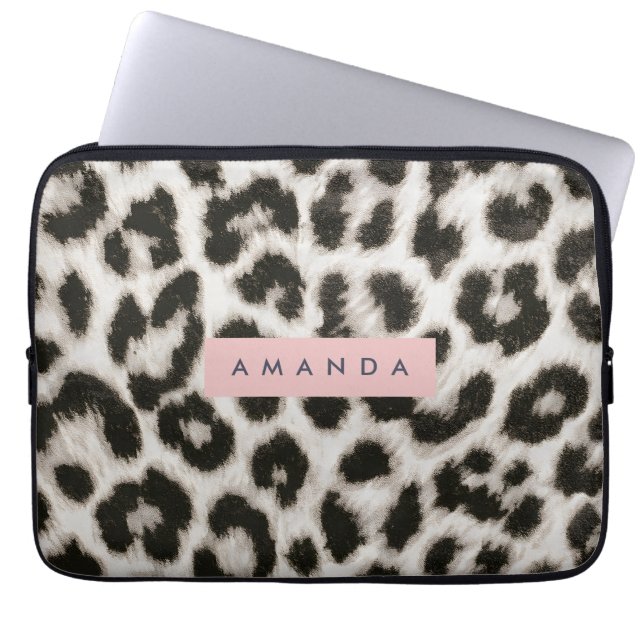 Housse Pour Ordinateur Portable Personalized Bold Black & White Leopard Print  (Devant)