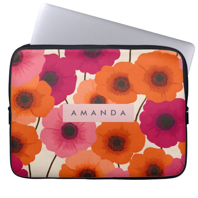 Housse Pour Ordinateur Portable Personalized Cheerful Orange Pink Flower (Devant)