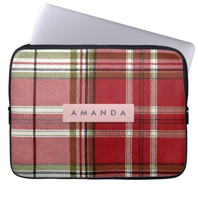 Housse Pour Ordinateur Portable Personalized Classic Red and Olive Plaid  (Devant)