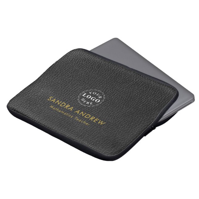 Housse Pour Ordinateur Portable Personalized Detail Black Texture Laptop Sleeve (Devant haut)