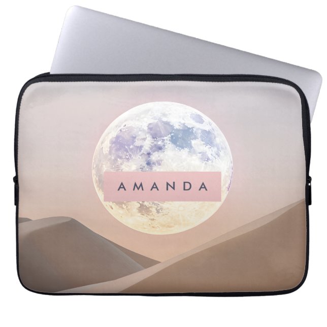Housse Pour Ordinateur Portable Personalized Dreamy Full Moon Over Desert  (Devant)