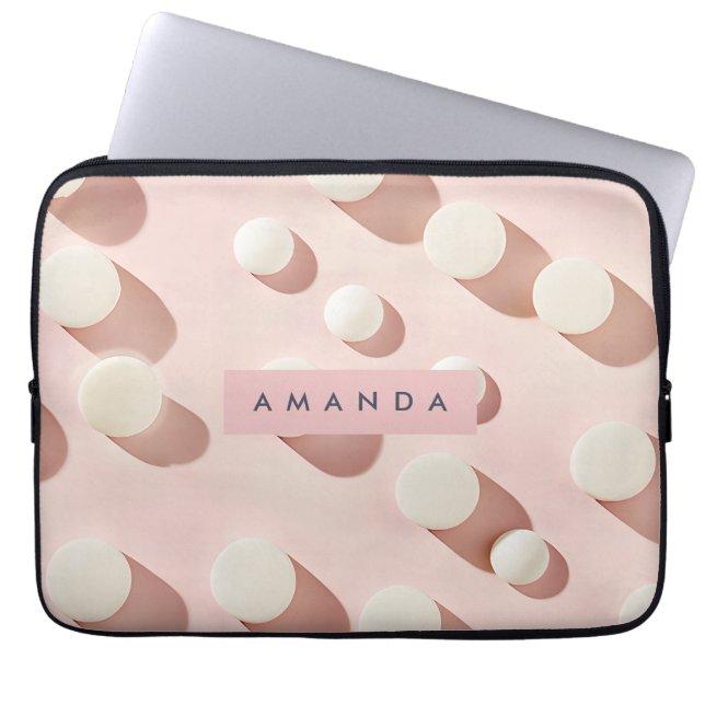 Housse Pour Ordinateur Portable Personalized Minimal Blush Pink Circles Style (Devant)