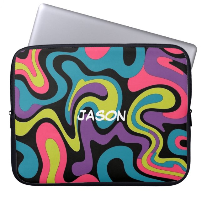Housse Pour Ordinateur Portable Personalized Neon Abstract Pattern — Retro Design (Devant)