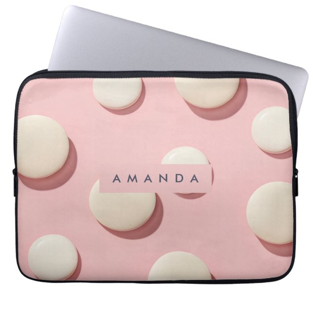 Housse Pour Ordinateur Portable Personalized Pastel Pink with Cream Dot (Devant)