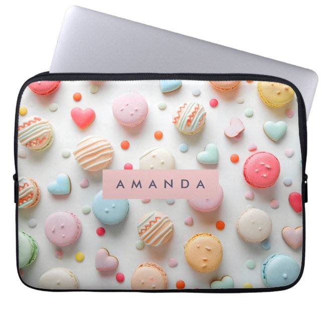 Housse Pour Ordinateur Portable Personalized Playful Pastel Macaron & Candy Heart  (Devant)