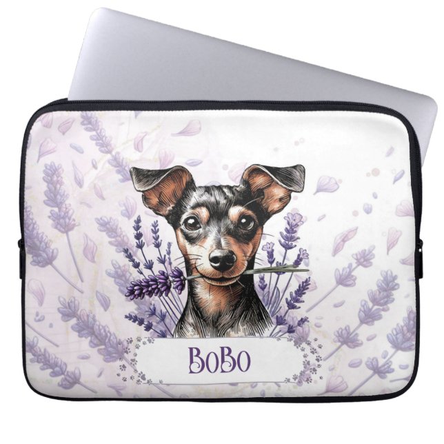 Housse Pour Ordinateur Portable Personalized Pup – Min Pin (Devant)