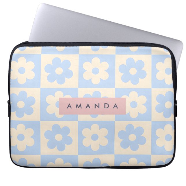 Housse Pour Ordinateur Portable Personalized Retro Blue Daisy Pastel Flower (Devant)