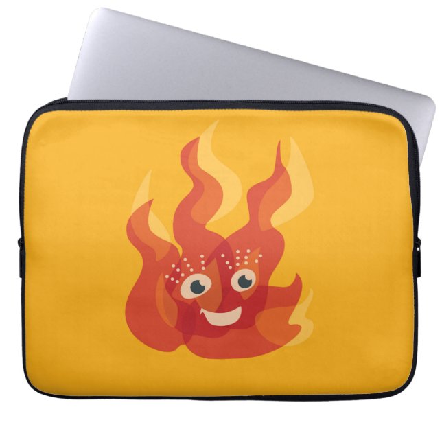 Housse Pour Ordinateur Portable Personnage de dessin animé heureux de flamme (Devant)