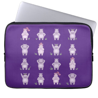 Housse Pour Ordinateur Portable Personnages de hippopotames fantaisistes – hippopo