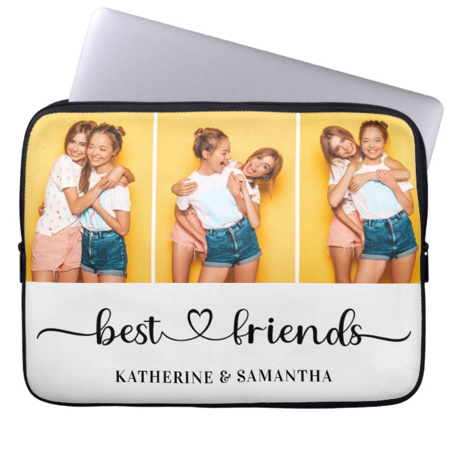 Housse Pour Ordinateur Portable Personnalisé 3 Photo Collage Meilleurs Amis Pour T (Devant)