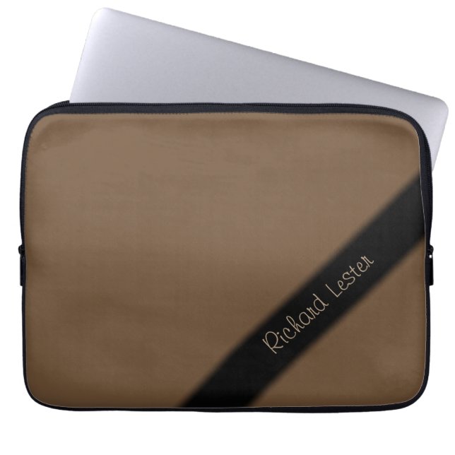 Housse Pour Ordinateur Portable Personnalisé Brun Uni (Devant)