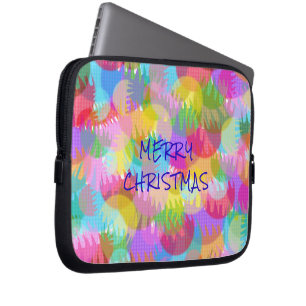 HOUSSE POUR ORDINATEUR PORTABLE PERSONNALISÉ JOYEUX DE COULEUR ÉPARGNÉE NOËL