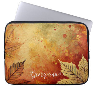 Housse Pour Ordinateur Portable Personnalisé Rustique Golden Autumnal Encre désoss