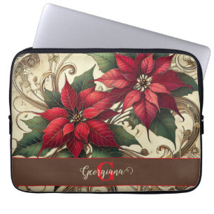 Housse Pour Ordinateur Portable Personnalisé Vibrant Tropical Noël Poinsettia