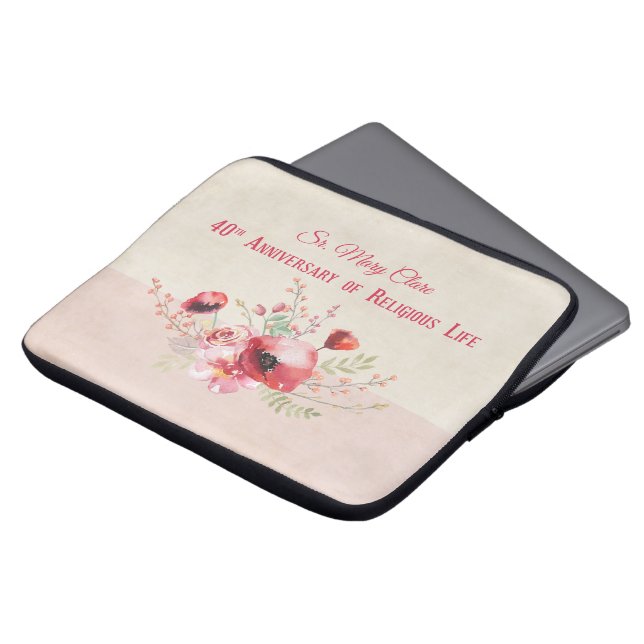 Housse Pour Ordinateur Portable Personnaliser, 40e anniversaire Nun, rose et (Devant haut)