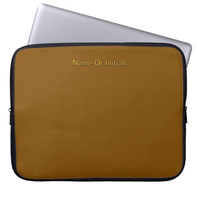 Housse Pour Ordinateur Portable Personnaliser avec les initiales du nom Marron     (Devant)