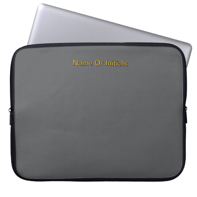 Housse Pour Ordinateur Portable Personnaliser avec nom gris + orange (Devant)