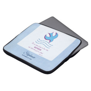 Housse Pour Ordinateur Portable Personnaliser, Colombe de baptême adulte sur fond