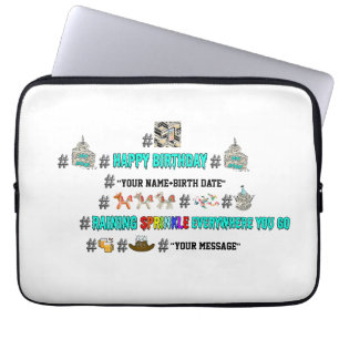 Housse Pour Ordinateur Portable Personnalisez le hashtag joyeuxanniversaire emoji