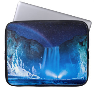 HOUSSE POUR ORDINATEUR PORTABLE PERSONNE EN FACE DES CHUTES D'EAU PENDANT LA NUIT