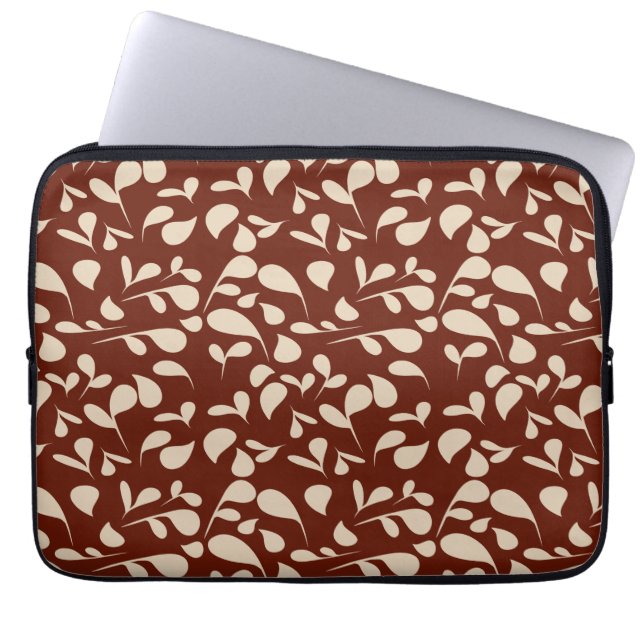 Housse Pour Ordinateur Portable Pétales | Beige et bordeaux (Devant)
