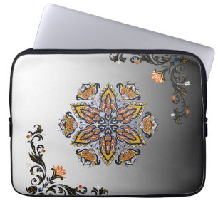 Housse Pour Ordinateur Portable Pétales Célestes – Mandala Botanique Mystique