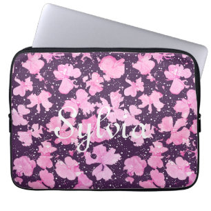 Housse Pour Ordinateur Portable Pétales de peinture rose acrylique
