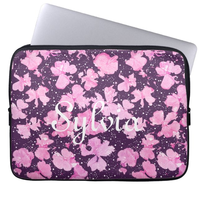 Housse Pour Ordinateur Portable Pétales de peinture rose acrylique (Devant)